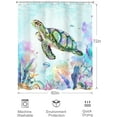 thumbnail image 4 of Teal Sea Turtle Shower Curtain 72Wx72H Inch Colorful Beach Nautical Ocean Coastal Jellyfish Starfish Seashell Coral Kids with 12 Plastic Hooks Fabric Waterproof Toilet Accessories Decor, 4 of 5