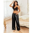 thumbnail image 3 of Ekouaer Womens Silk Satin Pajama Pants Casual Loose Lounge Pants Drawstring Elastic Waist Wide Leg Pj Bottoms with Pockets, 3 of 6