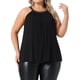 thumbnail image 1 of GRACE & GRANDEUR Blusas de Tirantes para Mujeres en Talla Grande, Cuello Alto Brillante, Sin Mangas, Abertura en la Espalda, Casual de Verano, Flowy Cami 3X Negro, 1 of 1
