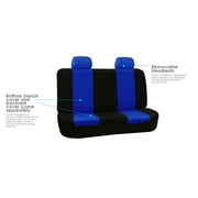 FH Group Cloth Car Seat Covers, Universal Fit Solid Back Seat Cover Full Set Blue FB050114BLUE-ST