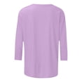 thumbnail image 4 of Yuanlong Women's T Shirts O-Neck Elbow-Length Summer Tees Solid Color Soft Loose Fit Classic Versatile Holiday Tee Tops, 4 of 5
