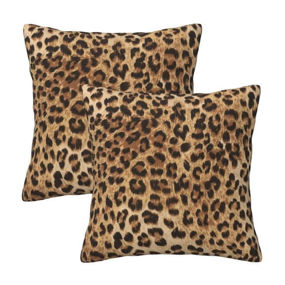 Odenmar Leopard Print Pillow Covers 2 Pack, 18 x 18 Inch Polyester Decorative Cushion Cases for Sofa Couch Bedroom Living Room Home Accent Gifts