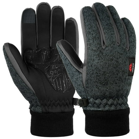 Allcaca Winter Gloves Warm Knit Touchscreen Gloves Driving Motorcycle Cycling Gloves Black Work Gloves for Men