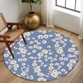 thumbnail image 2 of Round Rug 6Ft Washable Non-Slip, Watercolor Floral Circle Area Rugs for Living Room Bedroom, Spring Flower Leaves Botanical Blue Indoor Floor Mats Carpet Runner for Home Decor Aesthetic, 2 of 8
