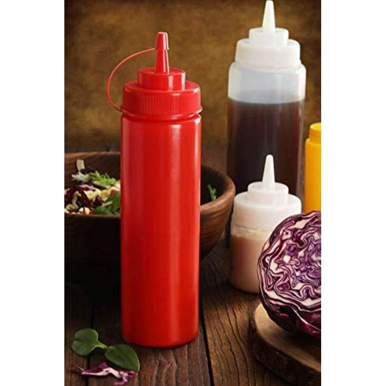  New Star Foodservice 26269 Squeeze Bottles Plastic, Wide Mouth  with Caps, 32 oz, Clear, Pack of 6 : Home & Kitchen