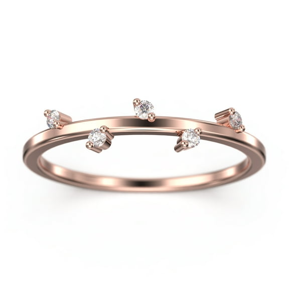 0.10ct Round 5 Stone Moissanite Diamonds 10K Rose GoldMatching Band