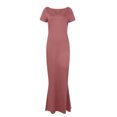 thumbnail image 4 of Summer Saving Wycnly Formal Dresses for Women Short Sleeve Round Neck Solid Summer Maxi Dresses Party Club Sexy Slim Wrap Fishtail Long Dress Pink l Clearance Under $5, 4 of 4