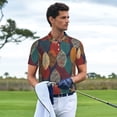 thumbnail image 2 of Kdxio Autumn Leaves Print Men's Short Sleeve Polo Shirt,Midweight Men's Shirt, 2 of 5
