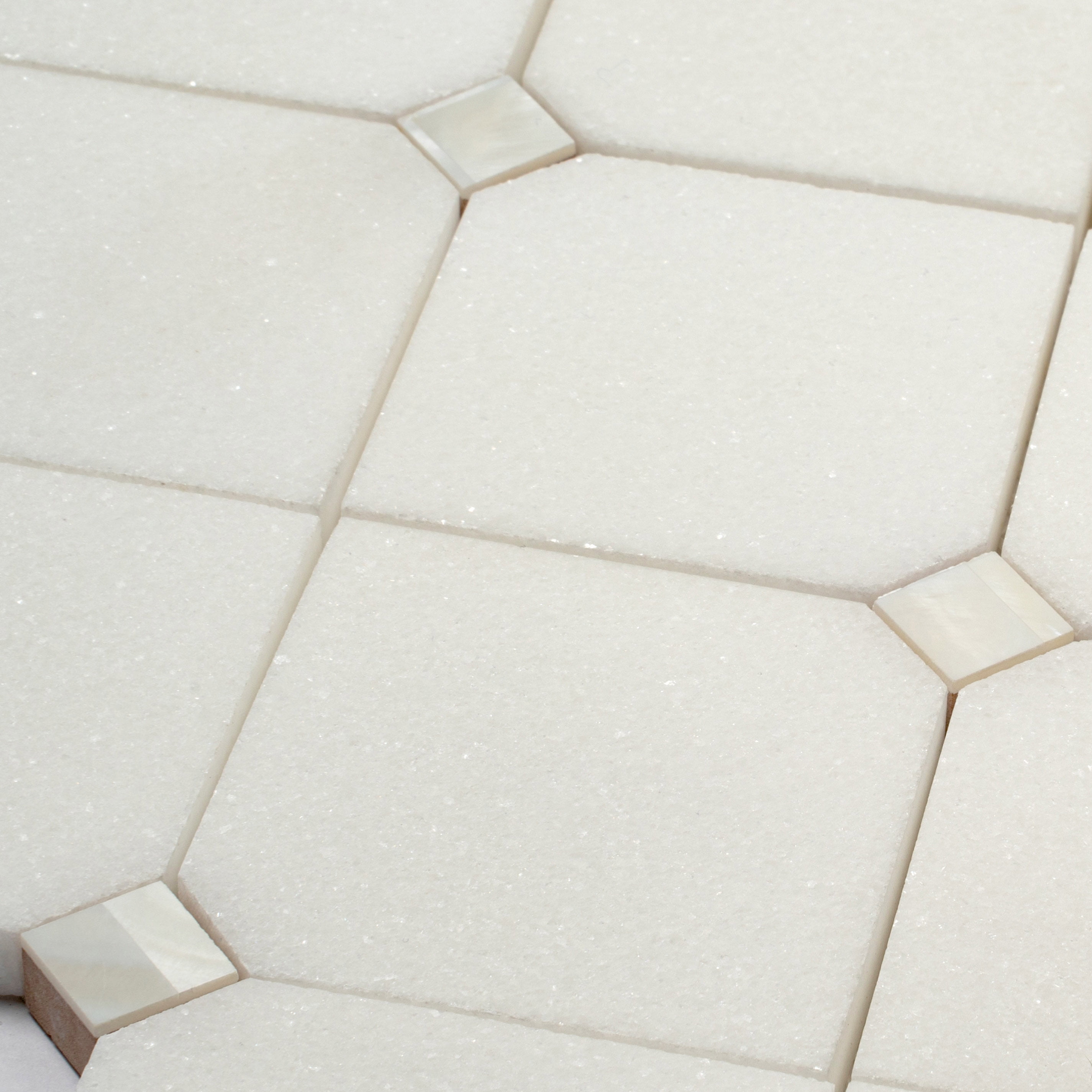 5 pack Pearl White 11.4-in. x 11.4-in. Polished Thassos and Shell Mosaic Floor and Wall Tile (5.28 sq. ft./Case)