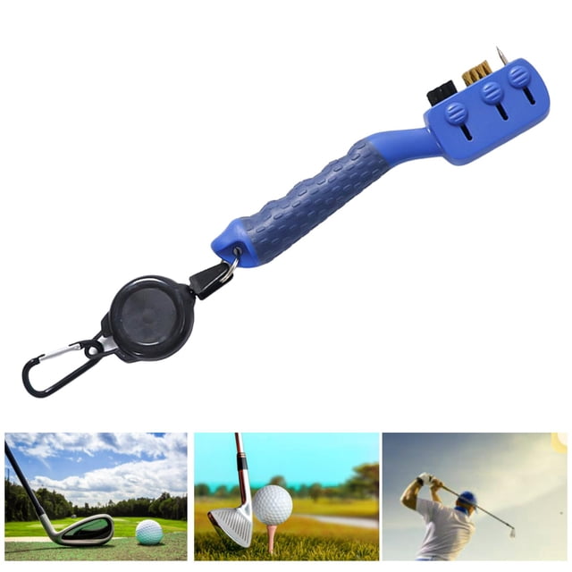 Limpiador portátil de ranuras de cepillos para palos para golf con mosquetón retráctil, cepillos de limpieza multifuncionales para mujeres, ejercicio al DYNWAVEMX Cepillo para palos de golf