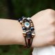 thumbnail image 4 of pulsera En Cuir De Vachette Avec Perles (marron), Diseño Extraíble, Cadeau De Nol, De Vacances Ou D'anniversaire, 4 of 5