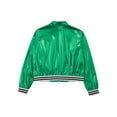 thumbnail image 6 of iiniim Kids Girls Metallic Shiny Bomber Jacket Coat Long Sleeve Zip Up Outerwear Jazz Modern Dance Top Size 6-16 Green 14, 6 of 7