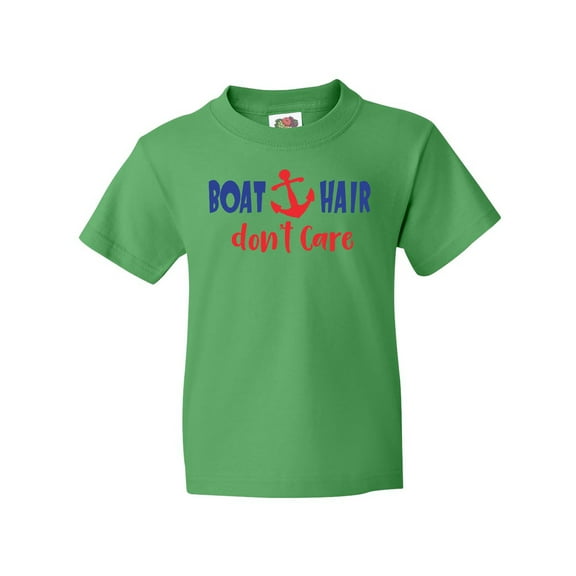 Inktastic Boat Hair Don't Care, Anchor, Sailing - Red Blue Youth T-Shirt