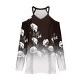 thumbnail image 5 of ICHUANYI Liquidación Top suelto de manga larga con cuello en V y hombros descubiertos para mujer ICHUANYI WER202308173349, 5 of 5
