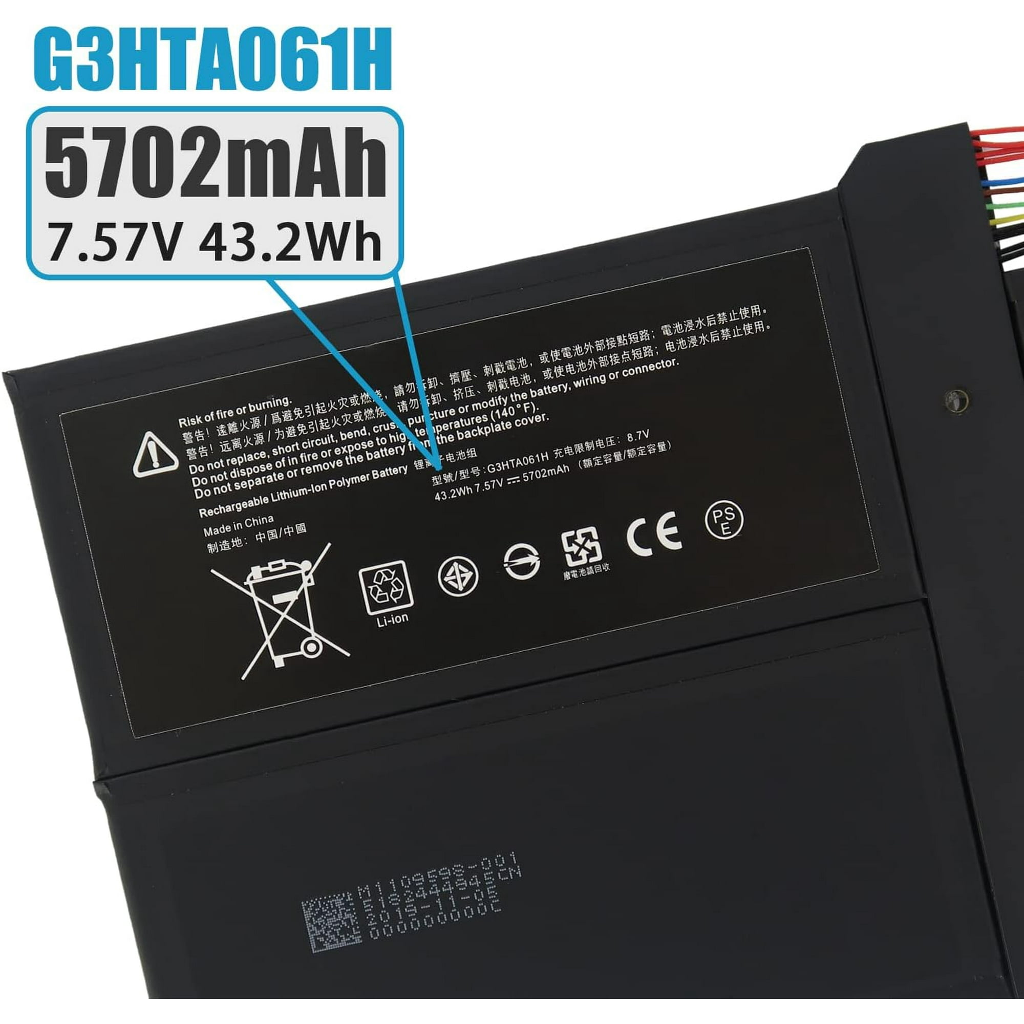 Genuine Replacement Battery For Microsoft Surface Pro 7 - Model G3HTA061H, 5702mAh, 7.57V, 4-Cell Li-ion - Includes Screwdrivers, 3-Month Warranty