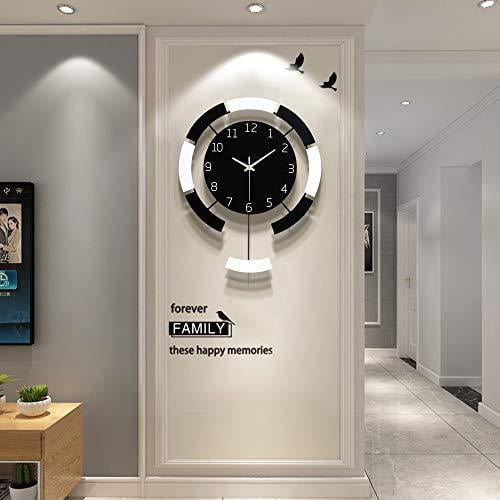Modern Acrylic Wall Clock with Pendulum Sweep Movement Battery Operated for Living Room DESHOME Decorative Wall Clock Bedroom and Office 