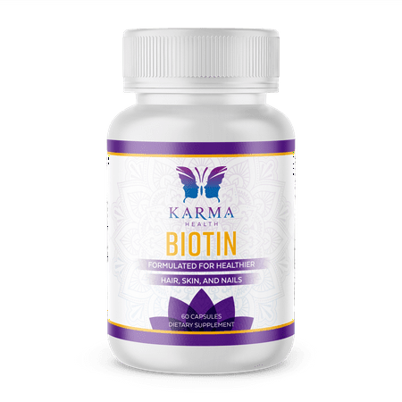 Karma Health Biotin Formulated For Healthier hair skin and nails vitamins - Supports Metabolism for Energy - 60 Rapid Release Capsules - GMO free - made in USA - 1 Pack