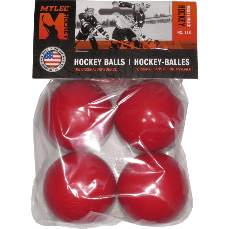 Mylec Hot Weather Hockey Balls, 4 Pack, Red 
