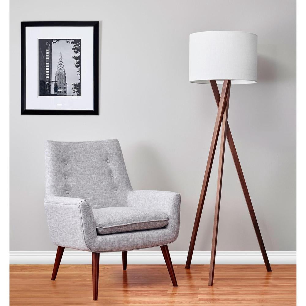 Adesso Brooklyn Floor Lamp, Walnut Wood