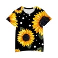 thumbnail image 4 of Zpanxa T-Shirts pour Filles Imprimé Stylé Col Rond Manches Courtes Été Décontracté Haut en Coton 3-4 Ans, 4 of 4