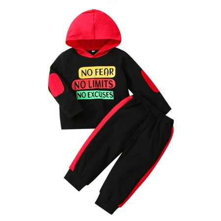 

ZIYIXIN Infant Toddler Baby Boys Sportswear Clothes Letter Print Long Sleeve Hooded Sweatshirts Casual Pants Set Red 18-24 Months