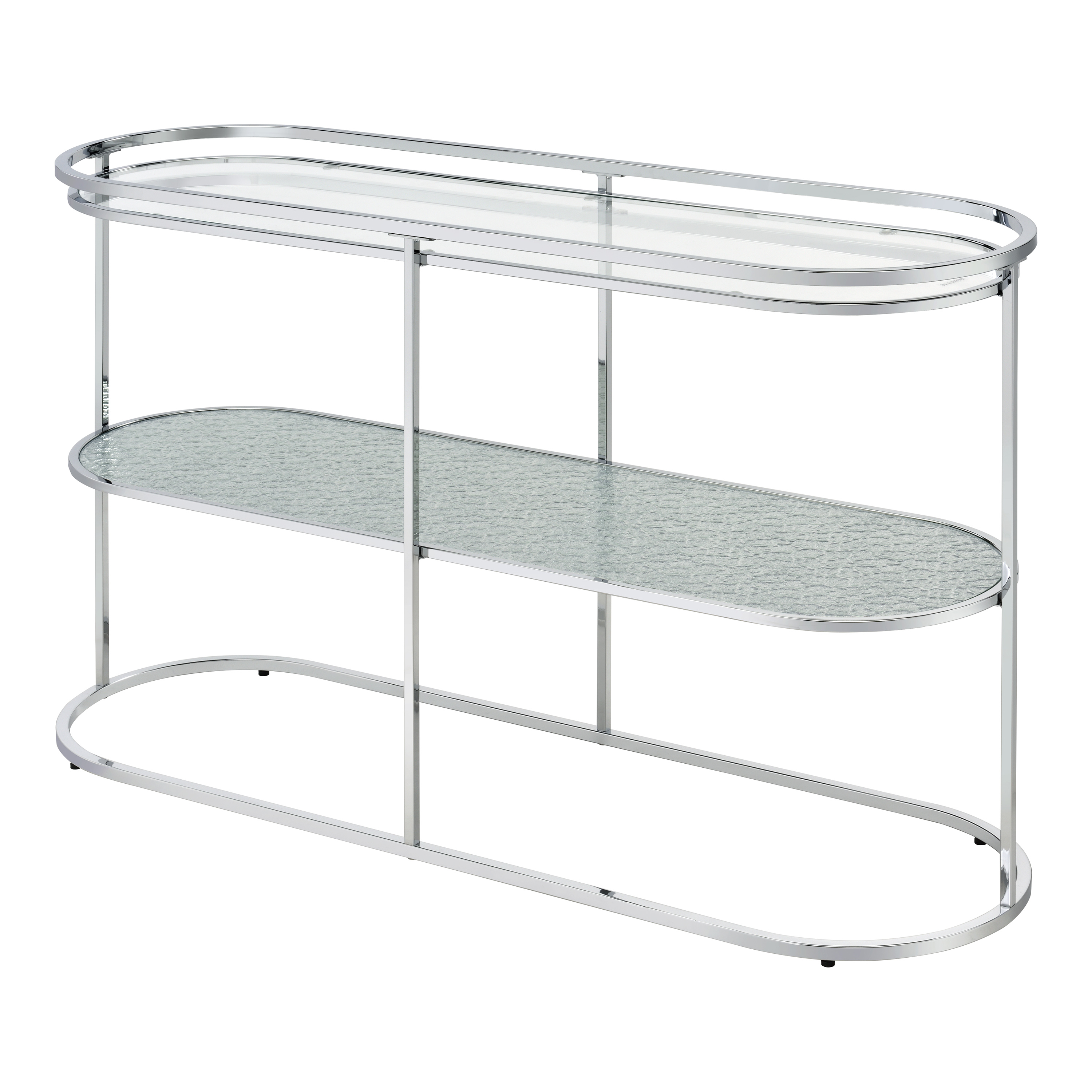 Furniture of America Auro 1-Shelf Water Ripples Pattern Glass Top and Chrome Sofa Table