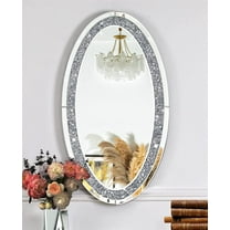SHYFOY 36" L x 23" W Oval Wall Mirror for Living Room Decor, Diamond Design Accent Mirror,Decorative Mirrors for Wall