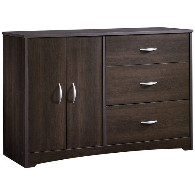 Pemberly Row Wood 3-Drawer Bedroom Dresser in Cinnamon Cherry