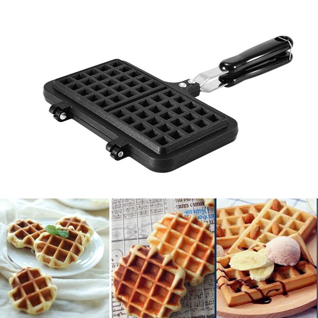 Portable Waffle Maker Cast Iron Cookware, Double Side Waffle Pan for