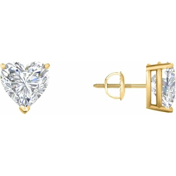 1.5 Ct Heart Shape Moissanite Diamond Stud Earrings | 925 Sterling Silver Yellow Gold Finish | Unisex Earrings for Men & Women
