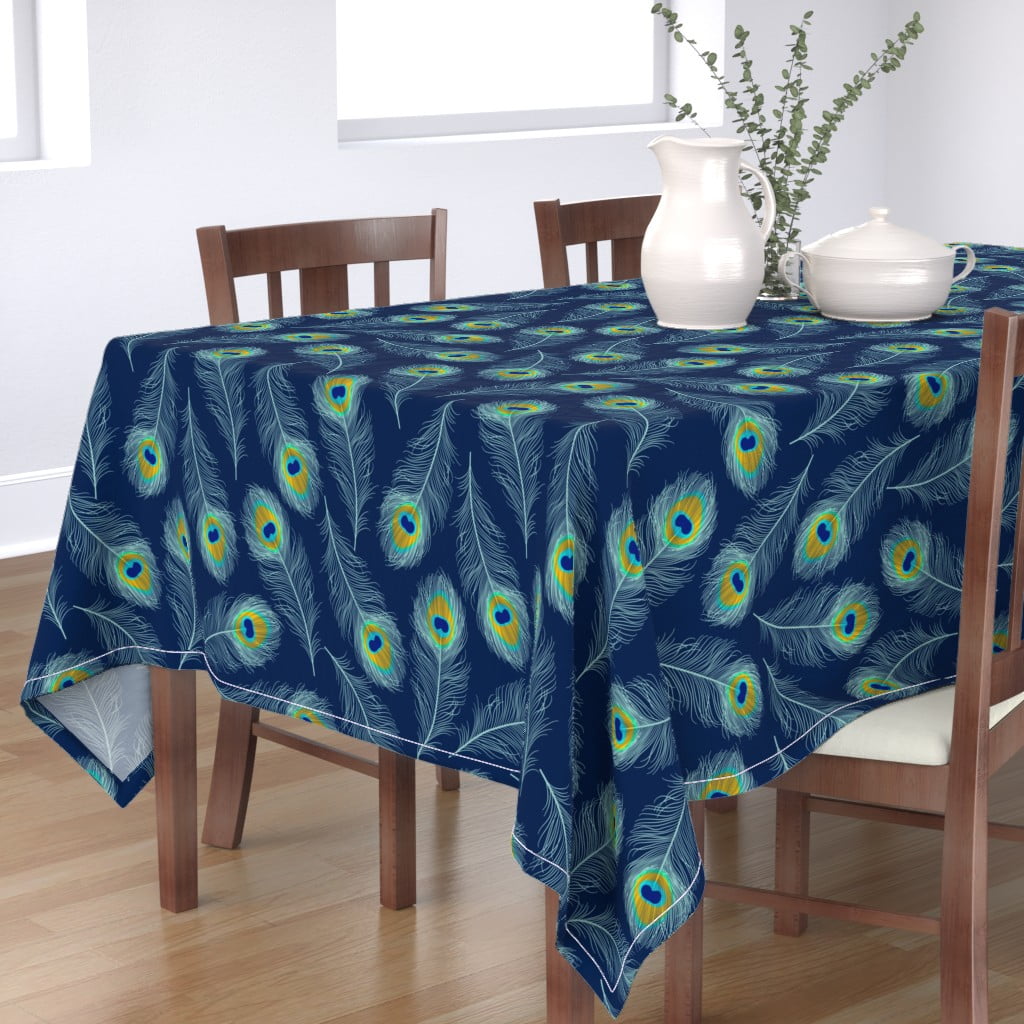 FEATHER PEACOCK LEAVES PVC VINYL OIL CLOTH TABLE PROTECTOR GREEN BLACK OFF WHITE 