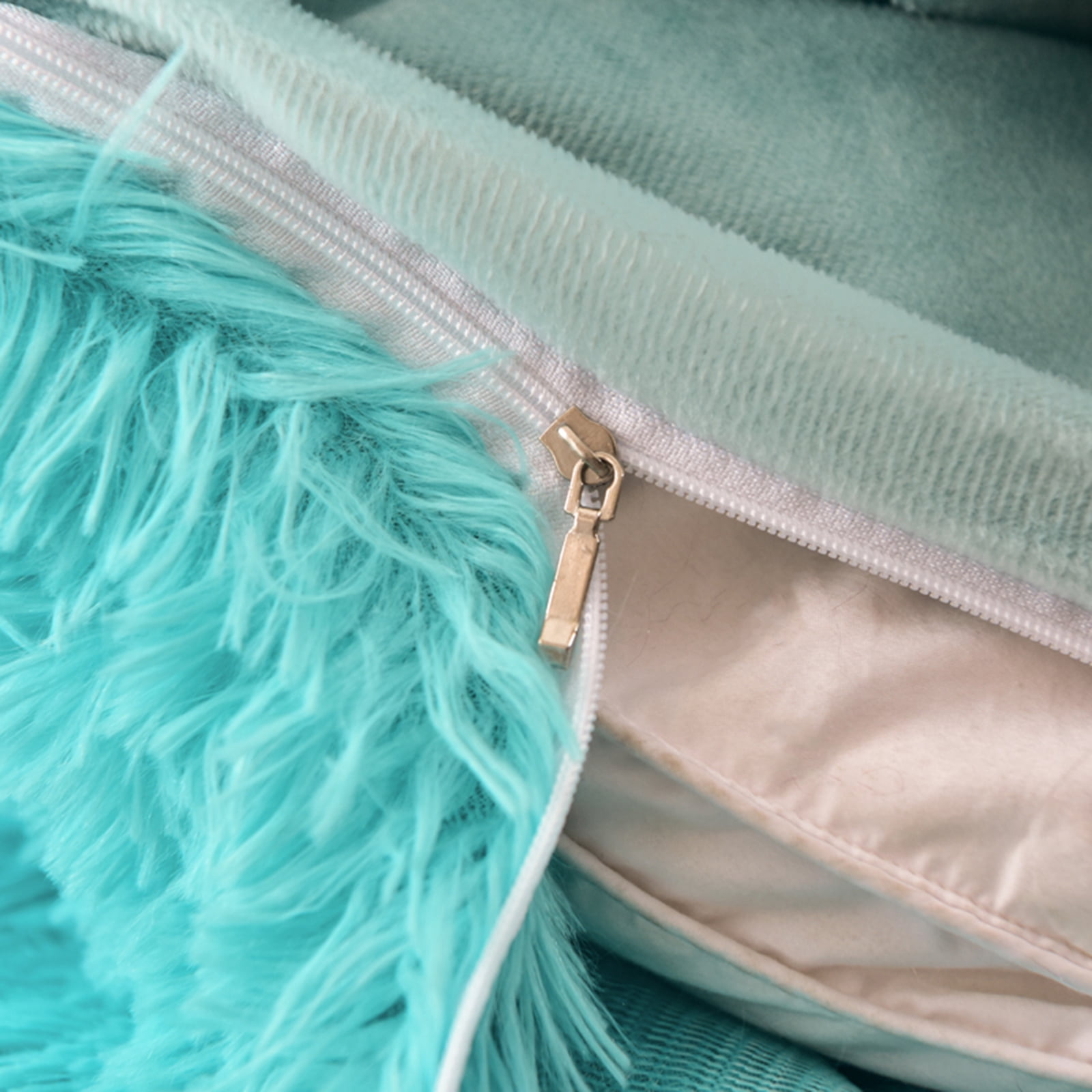 MorroMorn Luxury 5 PCS Shaggy Duvet Cover Sets Fuzzy Bedding Set, King/Cal King Size, Aqua Blue