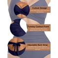 thumbnail image 3 of BERANMEY Sexy Tummy Control One Piece Swimsuit for Women Deep V Neck Cutout Swimsuits with Crisscross Back Straps Slimming High Waisted Bathing Suit Size S-2XL, 3 of 5