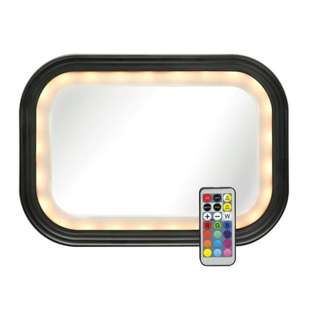 Goldbug Glow Rear-Facing Baby Car Seat Mirror, Adjustable LEDs & Remote Control, Black