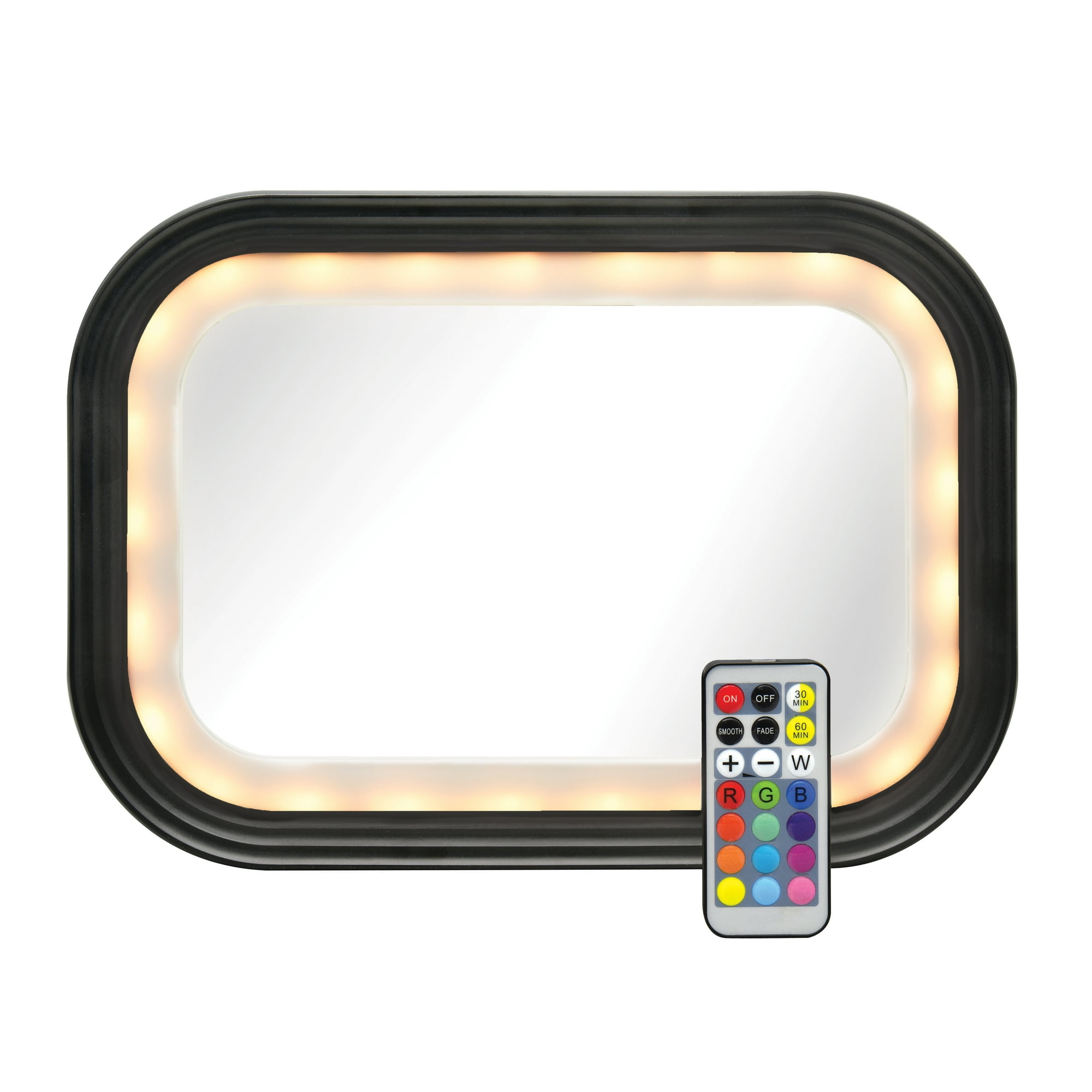 Goldbug Glow Rear-Facing Baby Car Seat Mirror, Adjustable LEDs & Remote Control, Black