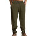 thumbnail image 5 of GrmtClth Men's Relax Fit Corduroy Side Striped Casual Pants Stretch Drawstring Waist Lightweight American Retro Lounge Trousers Army Green M, 5 of 5