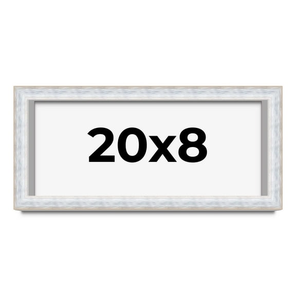 20x8 Shadow Box Frame Silver | 1.625 Inches Deep Real Wood Contemporary Shadowbox Display Frame |
