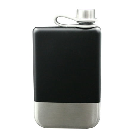 

9oz Stainless Steel Whiskey Flask Anti-rust Portable Wine Bottle for Travel Camping (Black)