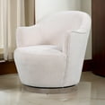 thumbnail image 6 of Benjara Sofi 32" Plush Swivel Chair- Cushioned Seating- Cream White Upholstery, 6 of 6