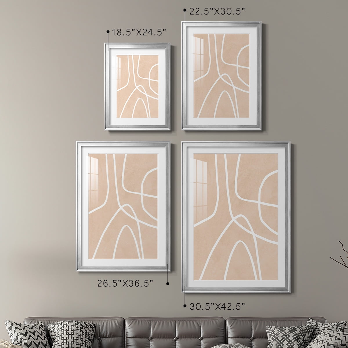 Wexford Home Clean Contour I Premium Framed Print, 18.5" x 24.5" - Ready to Hang, Silver (Set of 2)