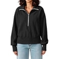 thumbnail image 2 of Edvintorg Women Sweatshirt Plus Size Cropped Sweatshirts Turndown Collar Half Zip Sweat Shirts Womens Clothes Black, 2 of 9