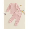 thumbnail image 6 of Elippeo Baby Girl 2Pcs Fall Outfits Long Sleeve Wrap Front Ribbed Tops + Pants Set Toddler Clothes 3 6 12 Months, 6 of 9