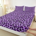 thumbnail image 3 of Manfei Cheetah Pattern Queen Sheet Sets,Jungle Leopard Flat Sheet,Purple Black Queen Fitted Sheet For Girls Kids,Luxury Bedroom Decor,4 Pieces, 3 of 7