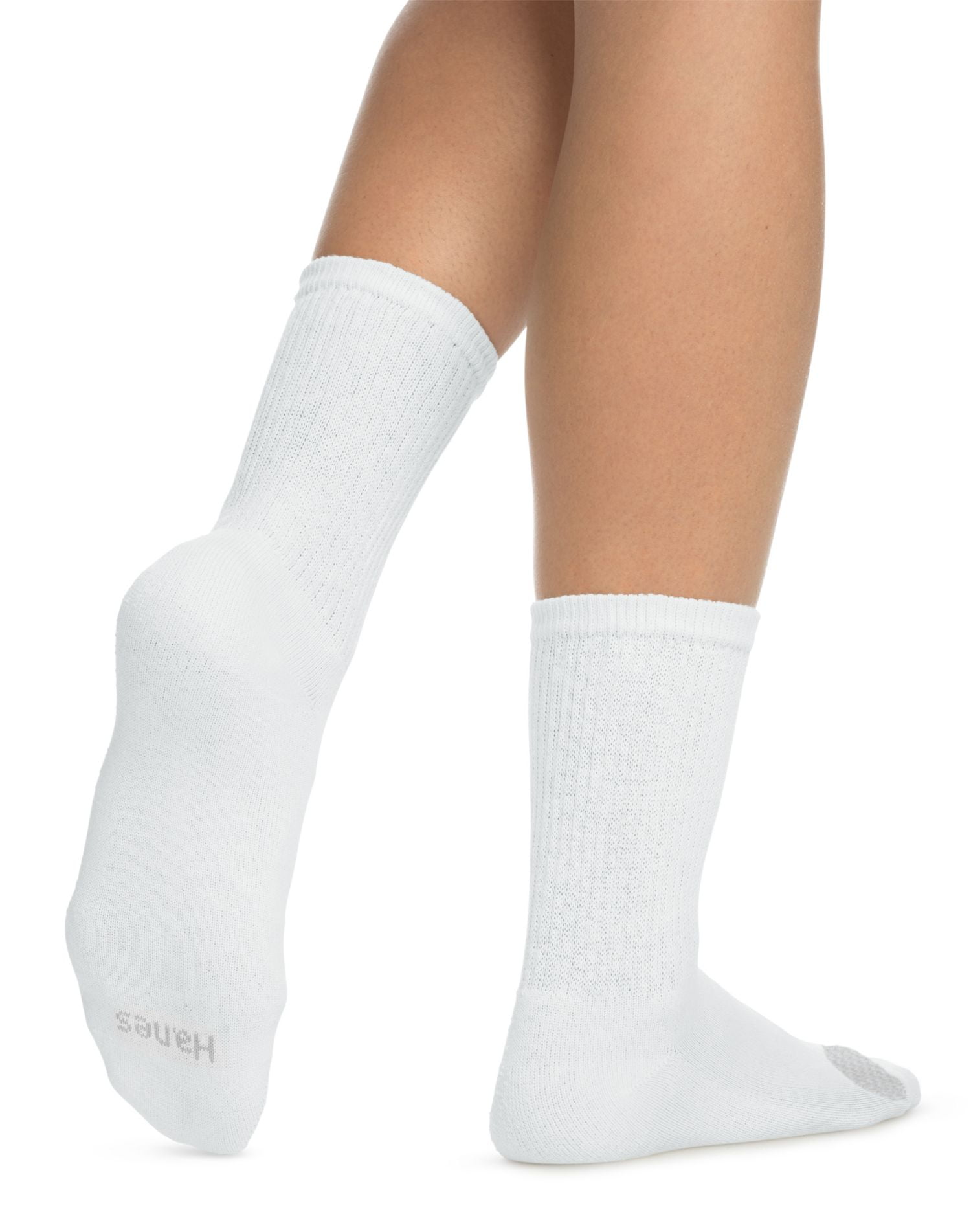 Hanes Hanes Womens Cool Comfort Crew Socks 6Pack, 812, White w/Grey