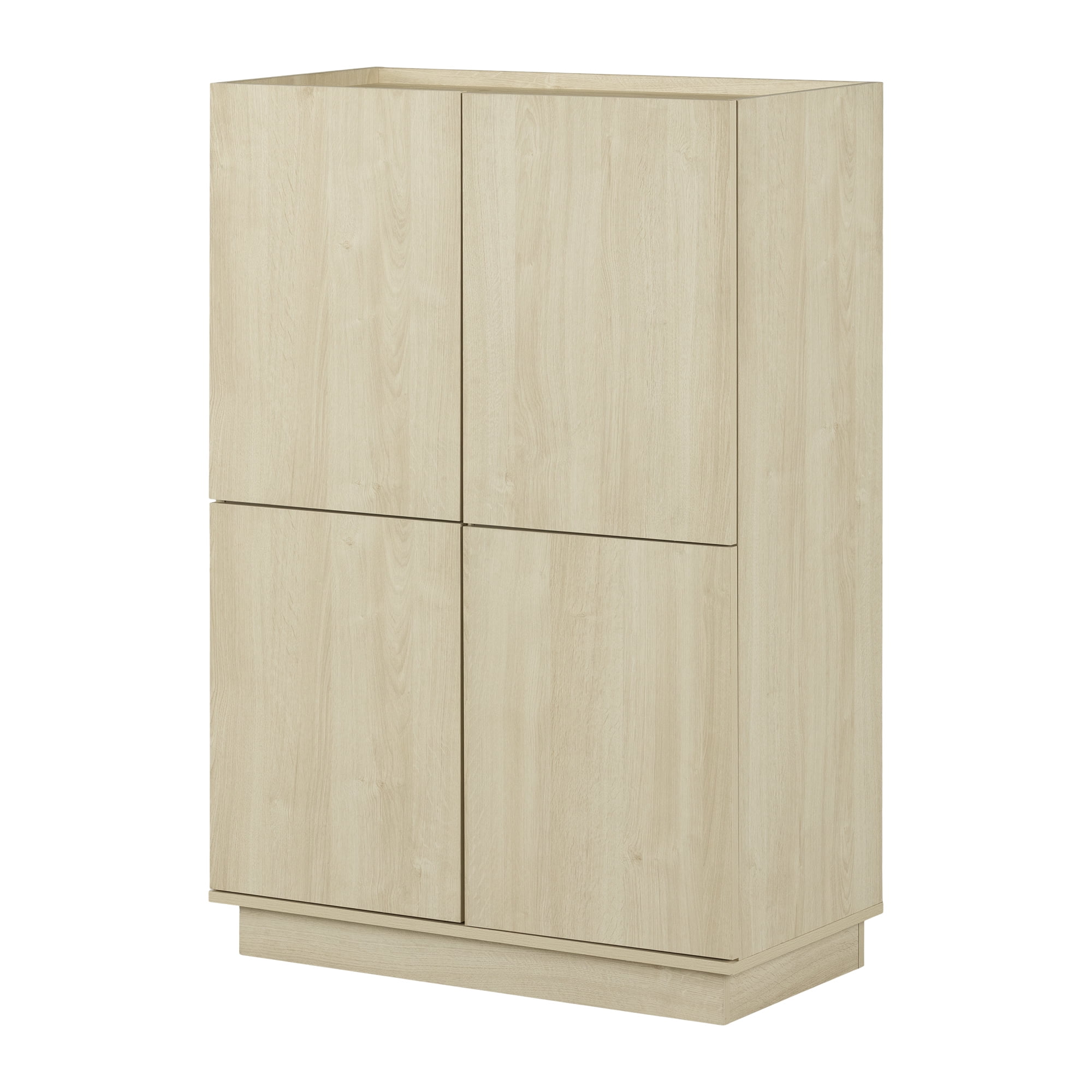 South Shore Liora 4-Door Bookcase with Shelves, in Bleached Oak