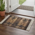 thumbnail image 2 of Area Rug with Tassels 2' x 3', Farmhouse Vintage Wood Board Kitchen Runner Rug for Hallway Bedroom Throw Rugs, Brown Wooden Soft Door Mat for Bathroom Entrance Living Room, 2 of 9