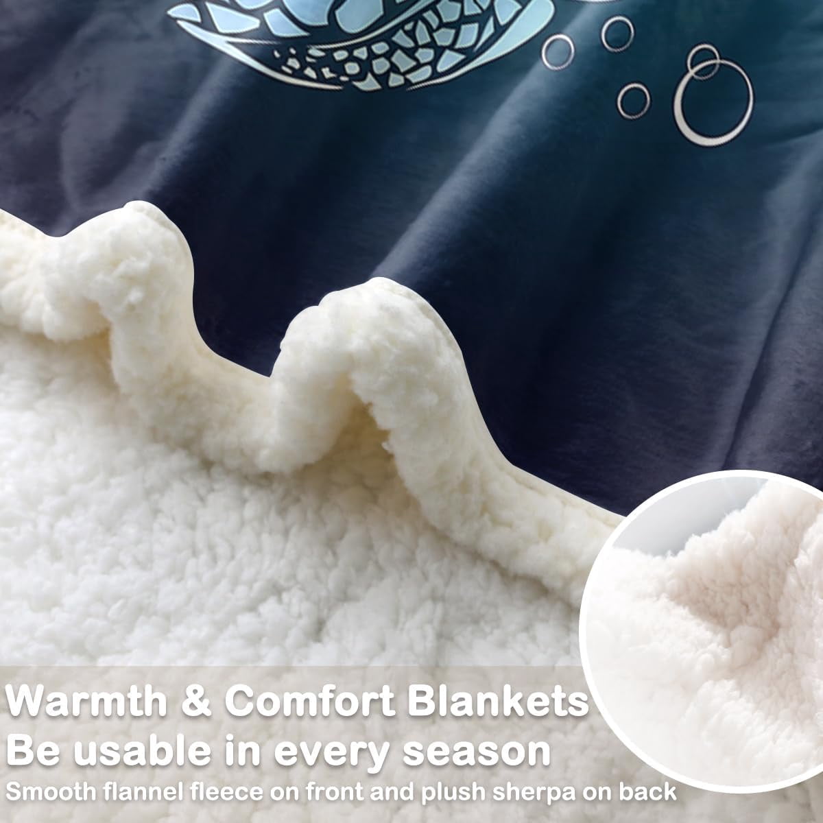 Turtle Fleece Blanket for Boys Girls Beach Theme Plush Sherpa Throw Blanket Teal Turquoise for Kids s (Throw 50''''''''x60'''''''')