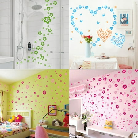 Pink Butterfly Stool - 11Color 124 Flowers&7 Butterfly Wall Sticker Decal DIY Removable Home Decor Gift DIY,rose red color