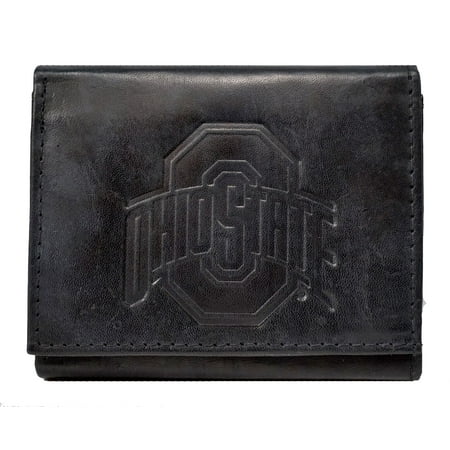 Ohio State Buckeyes NCAA Embossed Logo Black Leather Trifold Wallet
