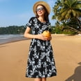 thumbnail image 4 of Vsdgher Robe Longue Midi Décontractée pour Femmes Été 2025 Manches Courtes Col Rond Robe de Plage, 4 of 6